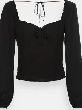 Abercrombie & Fitch Black Blouse with Sweetheart Neck